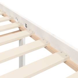 Cadru de pat cu tăblie, alb, 90x200 cm, lemn masiv, 10 image