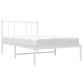 Cadru de pat metalic cu tăblie, alb, 75x190 cm, 3 image