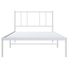 Cadru de pat metalic cu tăblie, alb, 100x190 cm, 6 image