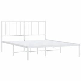 Cadru de pat metalic cu tăblie, alb, 120x190 cm, 5 image
