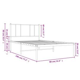 Cadru de pat metalic cu tăblie, alb, 75x190 cm, 10 image