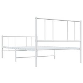 Cadru de pat metalic cu tăblie de cap/picioare, alb, 100x190 cm, 8 image