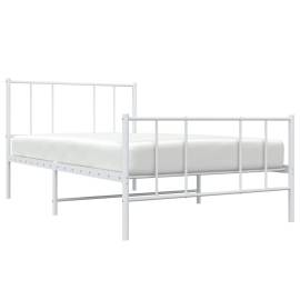 Cadru de pat metalic cu tăblie de cap/picioare, alb, 80x200 cm, 3 image