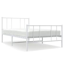 Cadru de pat metalic cu tăblie de cap/picioare, alb, 90x200 cm, 2 image