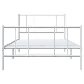 Cadru de pat metalic cu tăblie de cap/picioare, alb, 90x200 cm, 6 image