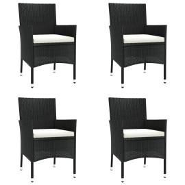 Set mobilier de grădină cu perne, 5 piese, negru, poliratan, 4 image