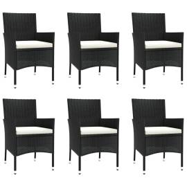 Set mobilier de grădină cu perne, 7 piese, negru, poliratan, 4 image