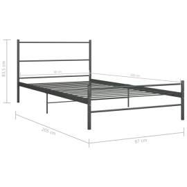 Cadru de pat, gri, 90 x 200 cm, metal, 7 image