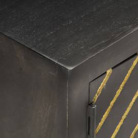 Comodă tv, negru &amp; auriu,120 x 30 x 40 cm, lemn masiv de mango, 2 image