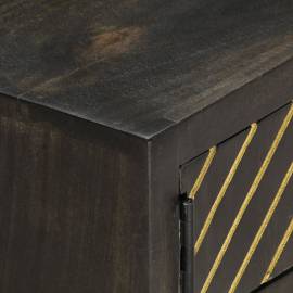 Masă de cafea, negru și auriu, 90x50x35 cm, lemn masiv de mango, 2 image