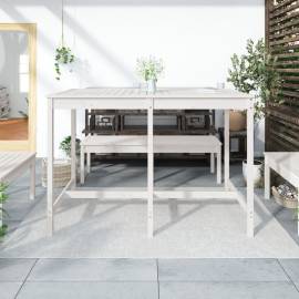 Masă de grădină, alb, 159,5x82,5x110 cm, lemn masiv de pin, 3 image