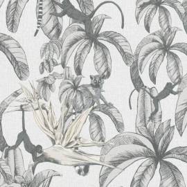 Noordwand tapet „topchic monkey jungle leaves”, gri și negru, 2 image