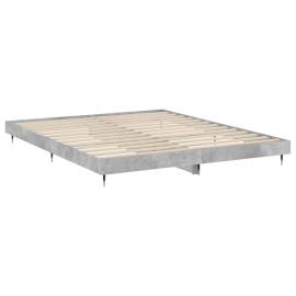 Cadru de pat, gri beton, 160x200 cm, lemn prelucrat, 5 image