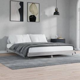 Cadru de pat, gri sonoma, 160x200 cm, lemn prelucrat, 3 image