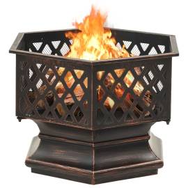 Vatră de foc rustică, cu vătrai, 62x54x56 cm oțel, xxl, 4 image
