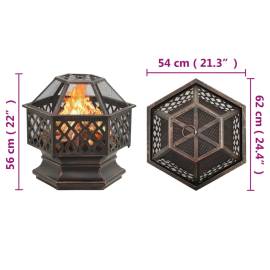 Vatră de foc rustică, cu vătrai, 62x54x56 cm oțel, xxl, 8 image