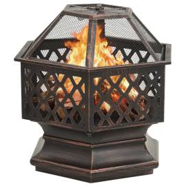 Vatră de foc rustică, cu vătrai, 62x54x56 cm oțel, xxl, 3 image