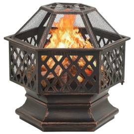 Vatră de foc rustică, cu vătrai, 62x54x56 cm oțel, xxl, 2 image