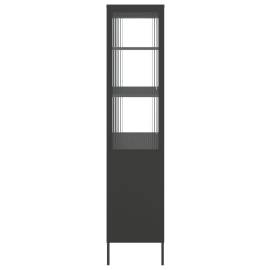 Dulap înalt, negru, 90x40x180 cm, sticlă și oțel, 7 image