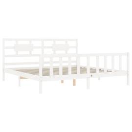 Cadru de pat cu tăblie 6ft super king size, alb, lemn masiv, 5 image