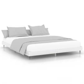 Cadru de pat, alb extralucios, 200x200 cm, lemn prelucrat, 2 image