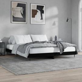 Cadru de pat, negru, 200x200 cm, lemn prelucrat, 4 image