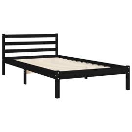 Cadru de pat cu tăblie, negru, 90x200 cm, lemn masiv, 9 image