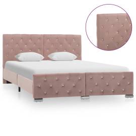 Cadru de pat, roz, 140 x 200 cm, material textil, 2 image