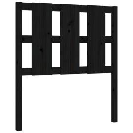 Cadru de pat cu tăblie, negru, 90x190 cm, lemn masiv, 8 image