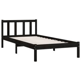 Cadru de pat cu tăblie 2ft6 small single, negru, lemn masiv, 9 image