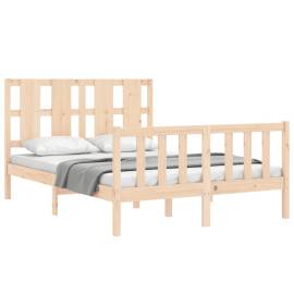 Cadru de pat cu tăblie 4ft, dublu mic, lemn masiv, 4 image