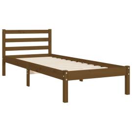 Cadru de pat cu tăblie, maro miere, 90x200 cm, lemn masiv, 9 image