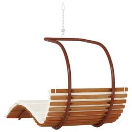 Scaun balansoar cu pernă, textil și lemn masiv de plop, 6 image