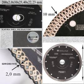 Disc diamantat turbo subtire, placi ceramice, taiere umeda si uscata, 200 mm/25.4 mm, richmann exclusive, 3 image
