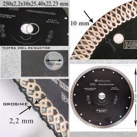 Disc diamantat turbo subtire, placi ceramice, taiere umeda si uscata, 250 mm/25.4 mm, richmann exclusive, 3 image