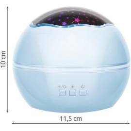 Lampa de noptiera cu proiector, pentru copii, cupola rotativa, 2 moduri, albastru, 230v/4xaaa, 11.5x10 cm, malatec, 9 image
