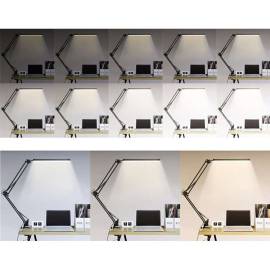 Lampa de birou 2 in 1, cu prindere masa, brat flexibil, 3 culori lumina, 10 niveluri, usb, negru, 3x37 cm, izoxis, 6 image