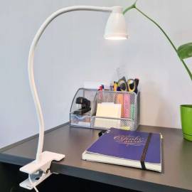 Lampa de birou cu clips, brat flexibil, 3 culori lumina, 10 niveluri, usb, alb, 45 cm, izoxis, 11 image