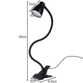 Lampa de birou cu clips, brat flexibil, 3 culori lumina, 10 niveluri, usb, negru, 45 cm, izoxis, 9 image