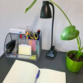 Lampa de birou cu clips, brat flexibil, 3 culori lumina, 10 niveluri, usb, negru, 45 cm, izoxis, 10 image