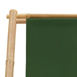 Șezlong, verde, bambus și pânză, 7 image