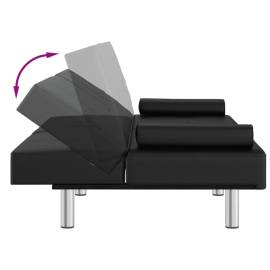 Canapea extensibilă cu suporturi pahare, negru, piele ecologică, 9 image