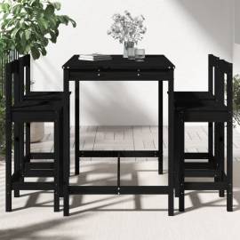 Set mobilier bar de grădină, 5 piese, negru, lemn masiv de pin, 3 image