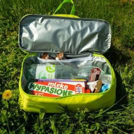 Geanta picnic, termoizolanta, impermeabila, verde si galben, 20 l, 35x15x58 cm, malatec , 2 image