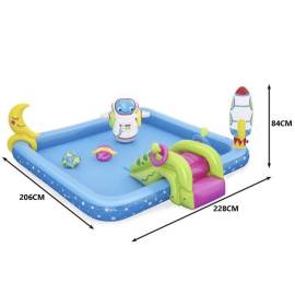 Piscina gonflabila pentru copii, de joaca, cu tobogan, 228x206x84 cm, bestway little astronaut, 10 image