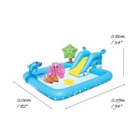 Piscina gonflabila pentru copii, de joaca, cu tobogan, 239x206x86 cm, bestway fantastic aquarium, 2 image