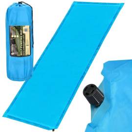 Saltea camping auto-gonflabila, poliester si spuma pu, albastru, 180x50 cm, springos, 14 image