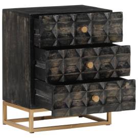 Noptieră, negru, 40x29x50 cm, lemn masiv de mango, 6 image