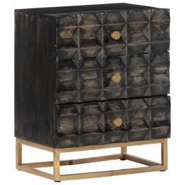 Noptieră, negru, 40x29x50 cm, lemn masiv de mango, 9 image