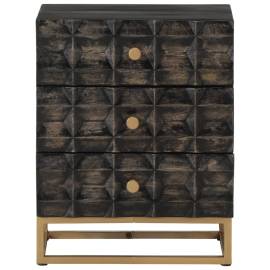 Noptieră, negru, 40x29x50 cm, lemn masiv de mango, 2 image